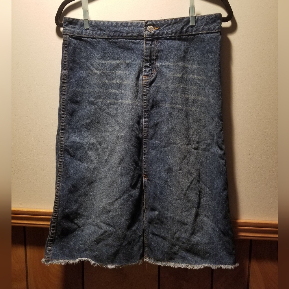 🍁🌺🐳Talula midi distressed denim skirt with front slit